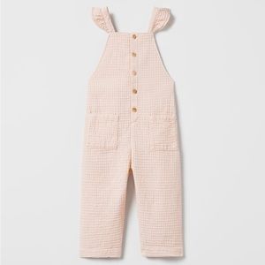 NWT Zara Waffle Ruffle overall